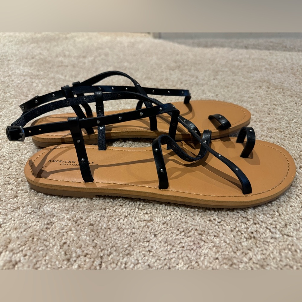 AE Black Gladiator Inspired Sandals - Picture 3 of 4